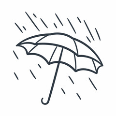 rainy umbrella single isolated icon with sketch hand drawn outline style