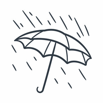 rainy umbrella single isolated icon with sketch hand drawn outline style