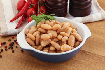 Whinte canned kidney beans in the bowl