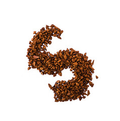 Pile of granulated instant coffee on a white background