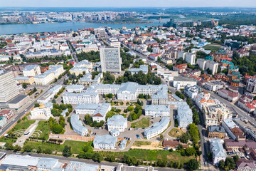 Panoramic aerial top view of Kazan university building republic of Tatarstan Russia
