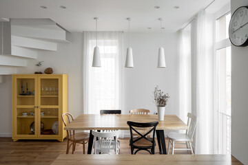 Two-level flat in modern style with stylish stairs