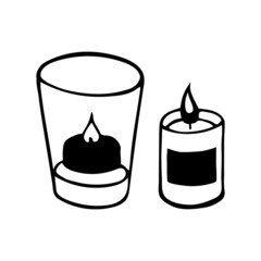 Aroma candle. Single doodle vector illustration. Hand drawn.
