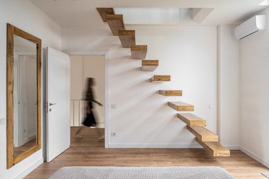 Three-level flat in modern style with stylish staircase
