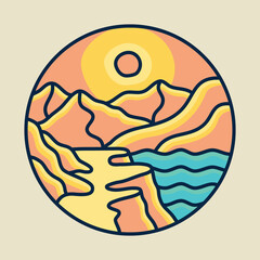 Beauty nature with sunset graphic illustration vector art t-shirt design