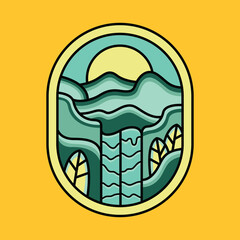 Sunrise on the top mountain graphic illustration vector art t-shirt design