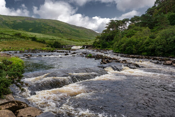 Fototapeta na wymiar View of the Aasleagh Falls on Mayo county in Ireland