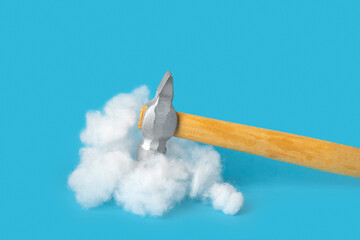 Hammer hitting cotton