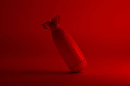 Bomb on red background