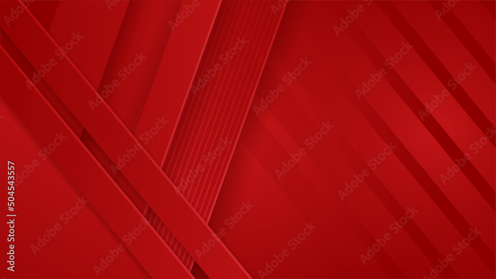 Wall mural Abstract curve wavy lines pattern technology on red gradients background