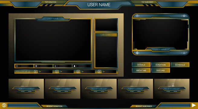 twitch Stream Facecam OBS Template light brown overlay design Pack . modern template illustration vector	