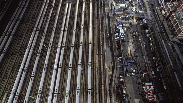 Aerial view of railways on manhattan New York