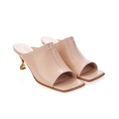 Stylish elegant trendy designer fashionable summer spring 2022 eco leather women's heeled sandals shoes isolated