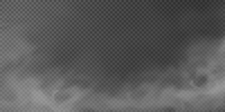 White smoke puff isolated on transparent black background. PNG. Steam explosion special effect. Effective texture of steam, fog, smoke png. Vector.	
