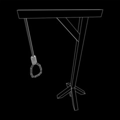 Gallows with Hanging rope. Place of execution in the Middle Ages