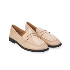 Stylish elegant trendy designer fashionable summer spring 2022 eco leather women's loafers shoes isolated