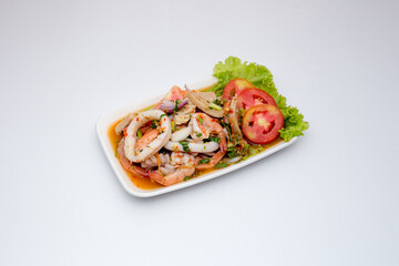 Spicy seafood salad with Vietnamese pork.