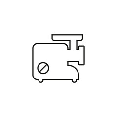 Electric meat grinder icon. Line style. Isolated vector outline illustration on white background.