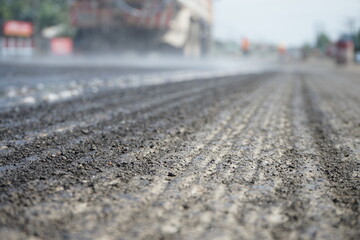 Road construction blur By heavy machinery
