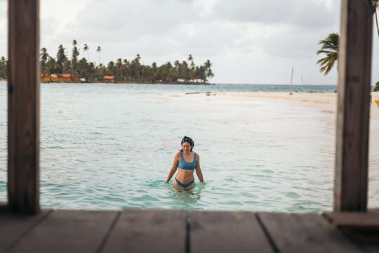 Young woman on paradise island