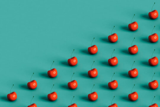cherries with copy space in the upper left corner.