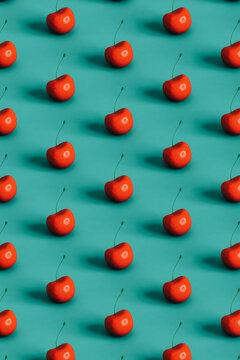 pattern of cherries on a blue background