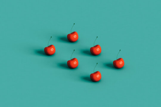 rectangle from cherries. 3d render with copy space