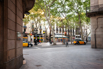 View of  La Rambla street, Barcelona, Spain.
