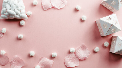 pink wedding background with copy space