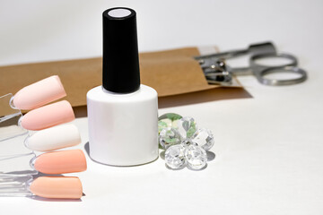 Mock up bottles of professional nail polish for manicure and pedicure.