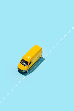 Yellow post  vehicle delivering goods