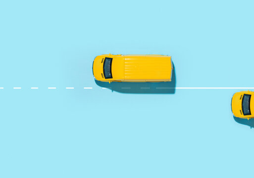 Yellow post  vehicle delivering goods