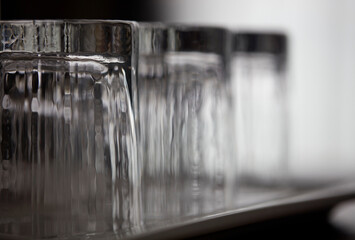 Closeup transparent crystal glass cup

