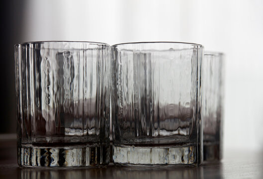 Closeup transparent crystal glass cup


