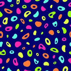 Funny kids abstract vector seamless pattern with bright liquid shapes