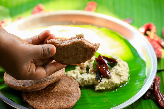 Raagi dosa,raagi attu,millet dosa,millet pancakes ,dosa indian breakfast closeup with selective focus and blur