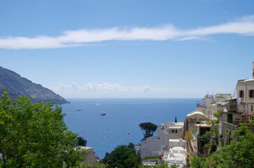 Beautiful summer vacation in Positano, Campania, Italy with breathtaking landscape scenery for...