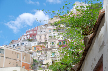 Beautiful summer vacation in Positano, Campania, Italy with breathtaking landscape scenery for...