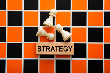  Business strategy concept. Chess pieces.