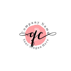 QC signature logo template vector