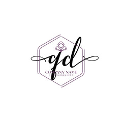 QD signature logo template vector