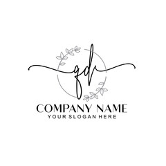 QD signature logo template vector