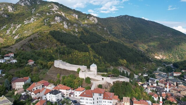 Aerial view of the historical Travnik castle