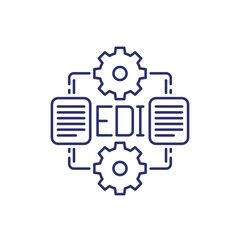 EDI icon, Electronic Data Interchange line design