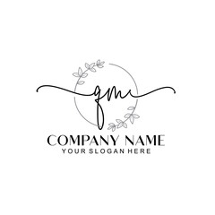 QM signature logo template vector