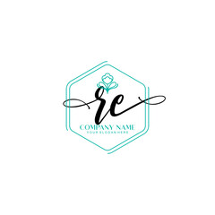RE signature logo template vector