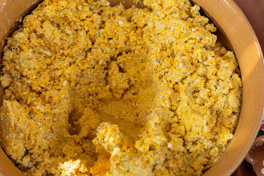 grains of yellow corn / Kernels ground into a dough