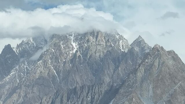 Passu cones, Passu is a small village located near Gulmit in the Gilgit Baltistan, Pakistan region of Northern Pakistan. 4k clip