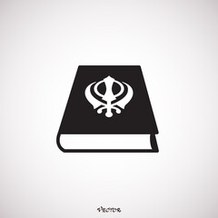 Vector illustration of sikhism religious book icon in black color and white background. 