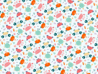 Crab summer pattern illustration